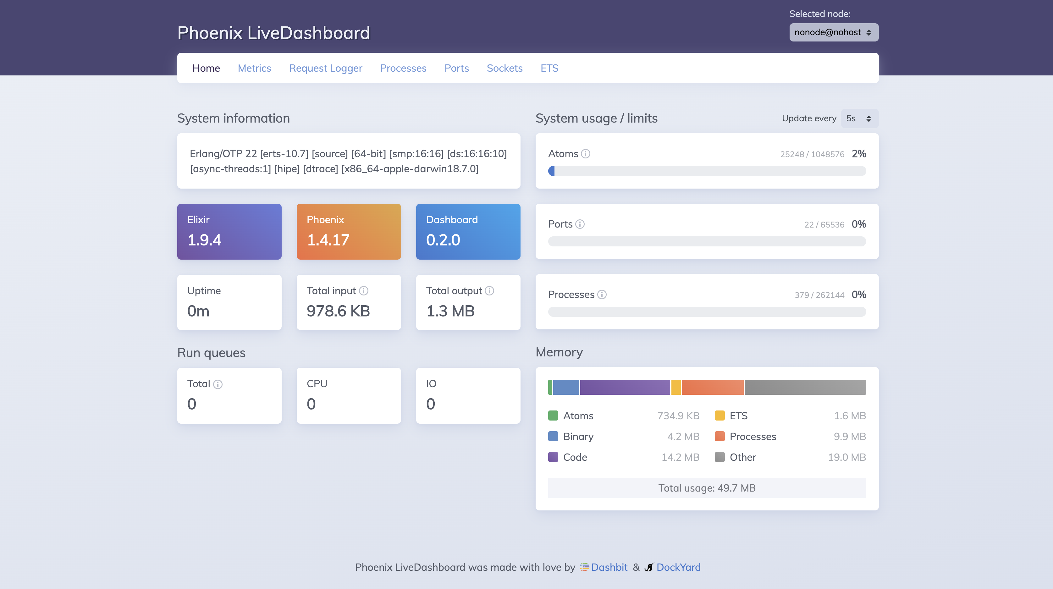 live dashboard home