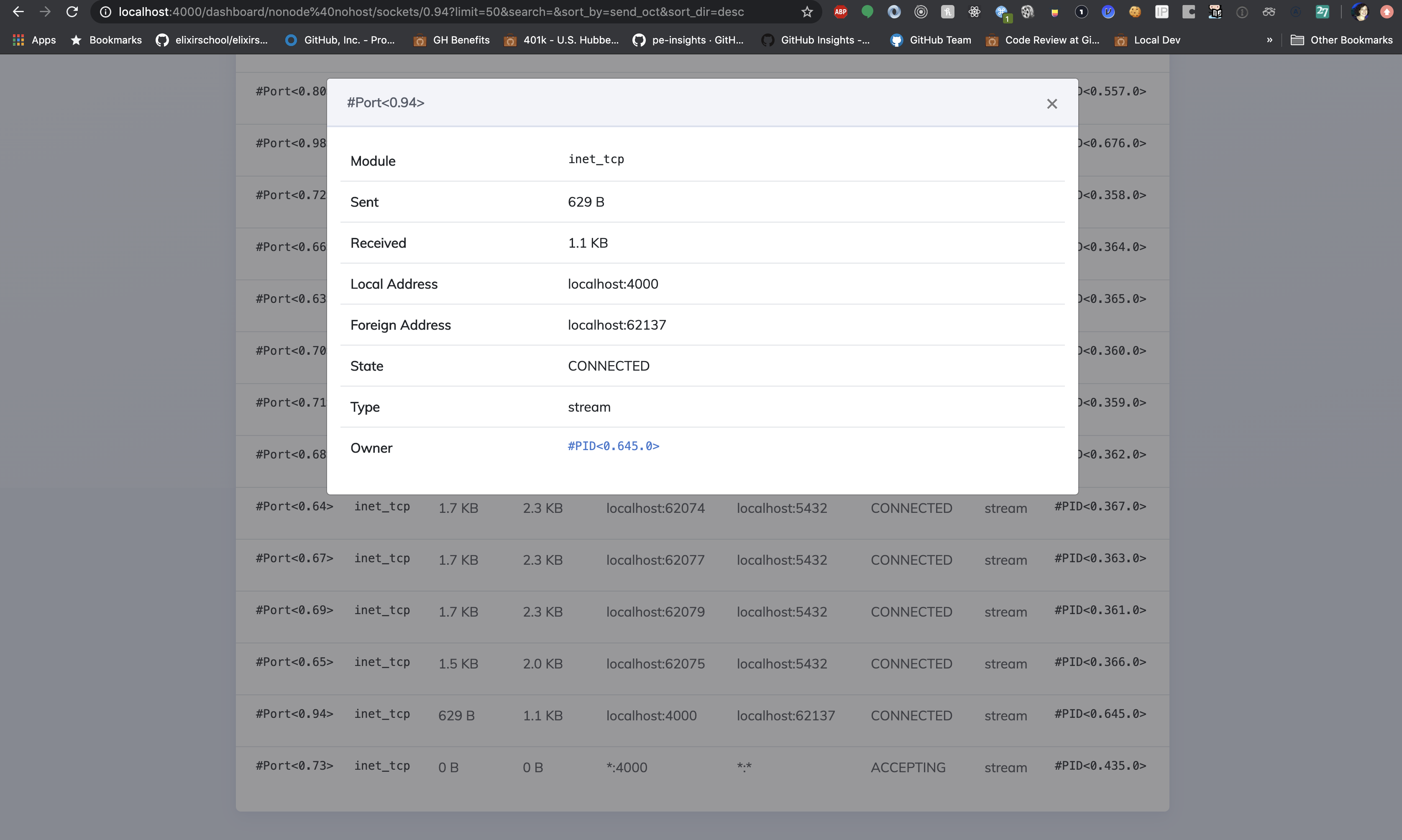 live dashboard port-detail